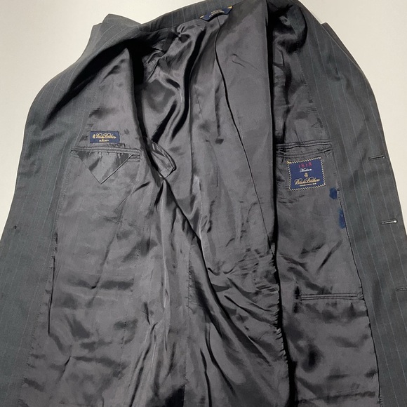 Brooks Brothers Madison Fit 1818 Wool 3 Button Suit Gray / Blue Pinstripe 43 L - Picture 5 of 14